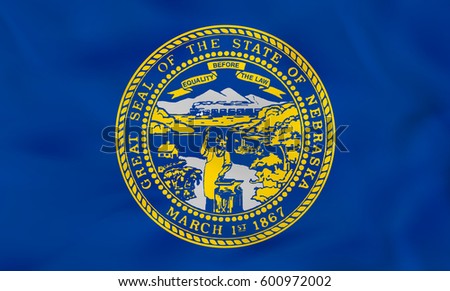 Nebraska waving flag. Nebraska state flag background texture.Vector illustration.