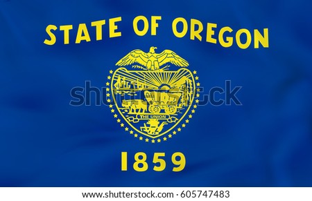Oregon waving flag. Oregon state flag background texture.Vector illustration.