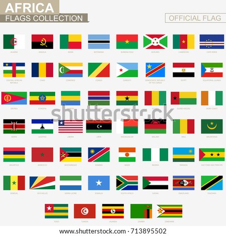 National flag of African countries, official vector flags collection.