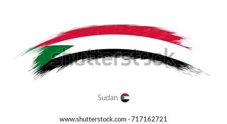 Flag of Sudan in rounded grunge brush stroke. Vector illustration.