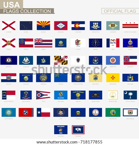 State flags of United States of America, official vector flags collection.