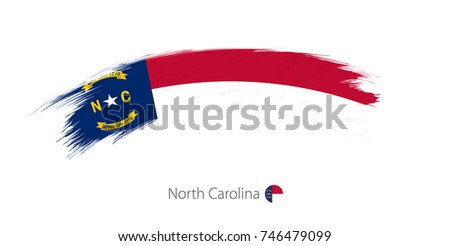 Flag of North Carolina state in rounded grunge brush stroke. Vector illustration.