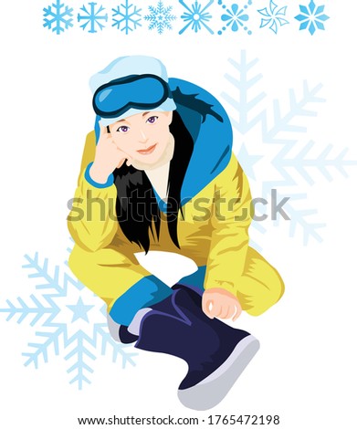 Girl Sitting On The Snow Sketchup Vector