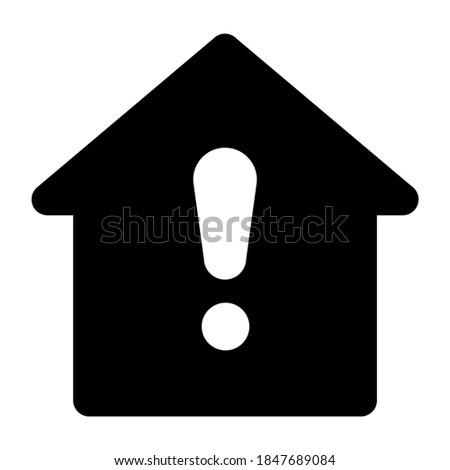 Exclamation inside home, filled vector of home alert 