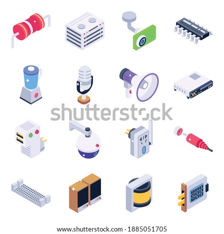 
Pack of Electronics and Devices Isometric Icons 