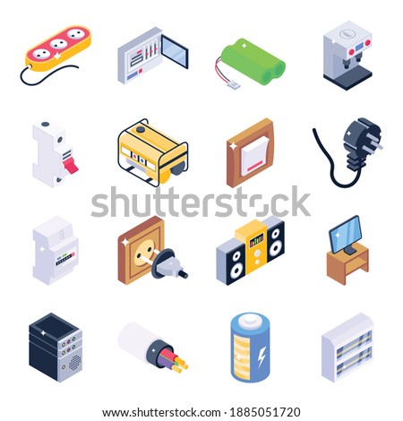 
Pack of Electronics Instruments Isometric Icons 