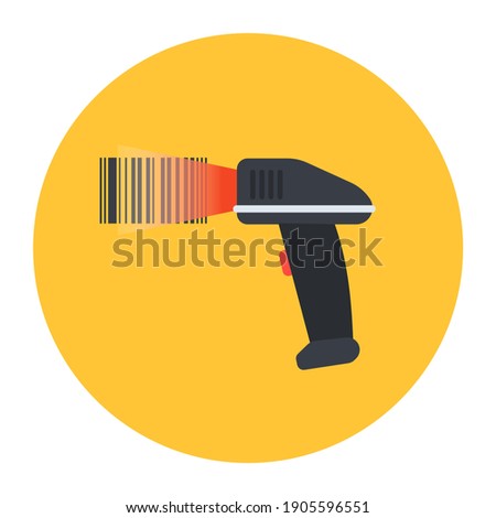 
Scanning machine with price label showing concept of barcode scanner icon