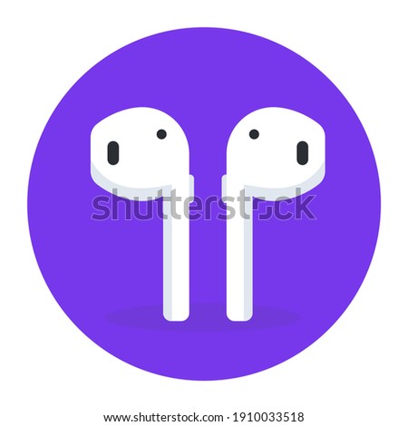 
Wireless handsfree icon, flat design of earpods 