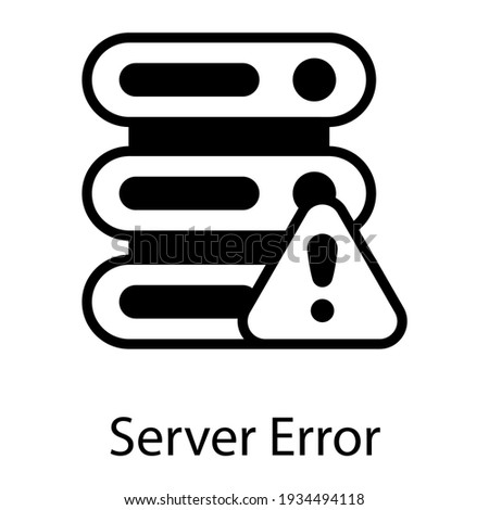 Modern design of server error icon db rack with exclamation mark 