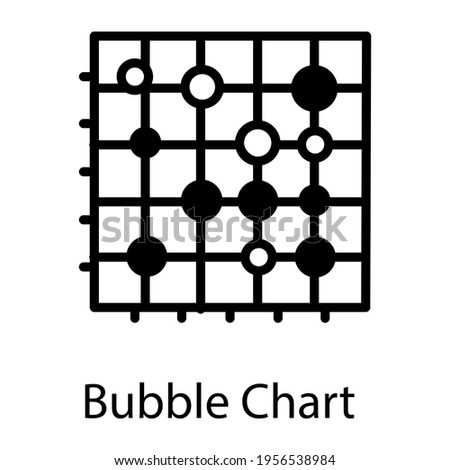 Bubbles inside chart, bubble chart solid icon