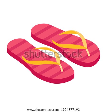 A casual footwear with two stripes characterizing flip flops 