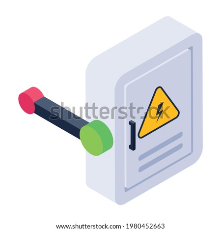 Editable isometric style of changeover, circuit breaker control panel 