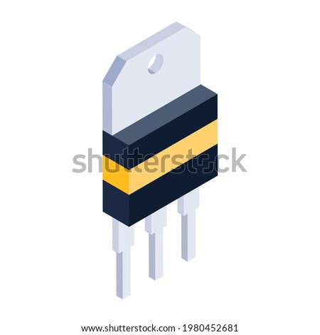 Three terminal electronic component that conduct current, electric triacs icon
