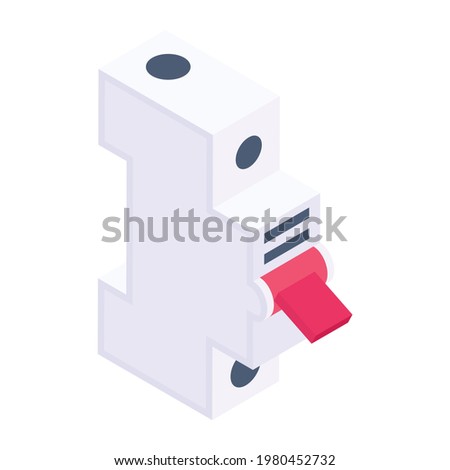 Editable isometric style of on off button, circuit breaker control panel 
