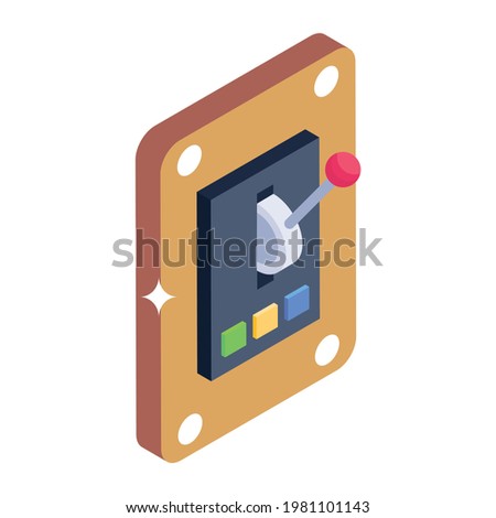 Editable isometric style of on off button, circuit breaker control panel 
