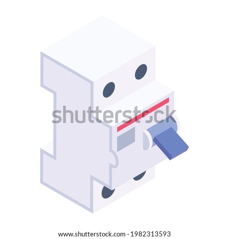 Editable isometric style of changeover, circuit breaker control panel 