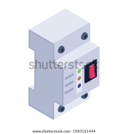 Editable isometric style of changeover, circuit breaker button 