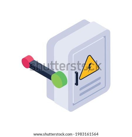 Editable isometric style of changeover, circuit breaker control panel 