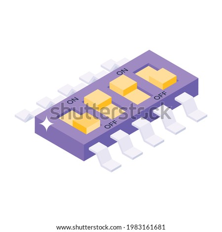 Editable isometric style of on off buttons, circuit breaker buttons 