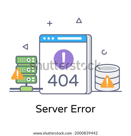 Server error in flat outline icon, website fault 