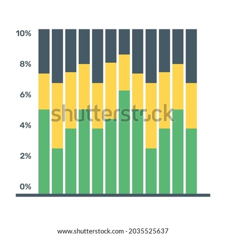 A statical marimekko diagram icon in flat design