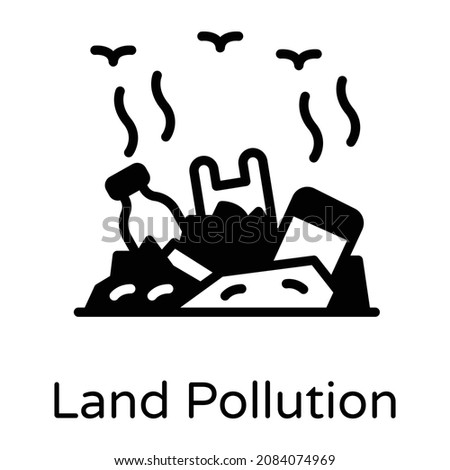 Land pollution glyph icon, editable vector 