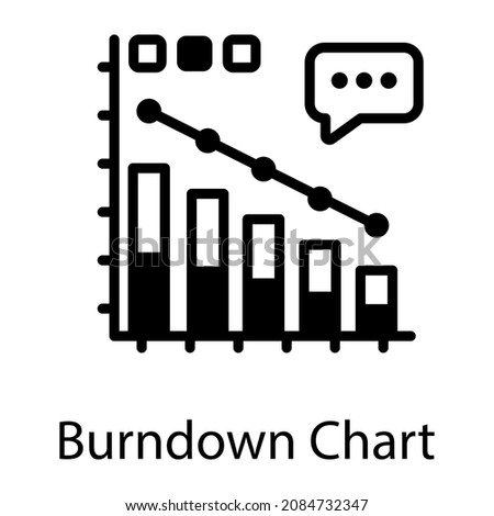 Burndown chart glyph icon design