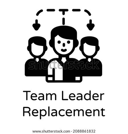 Team leader replacement in glyph design icon 