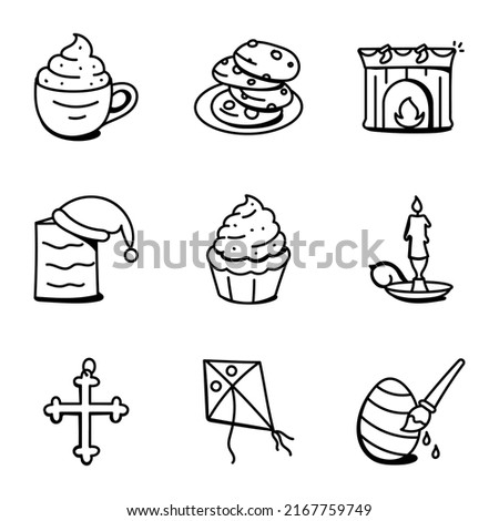 Easter Celebration Doodle Icons Pack


