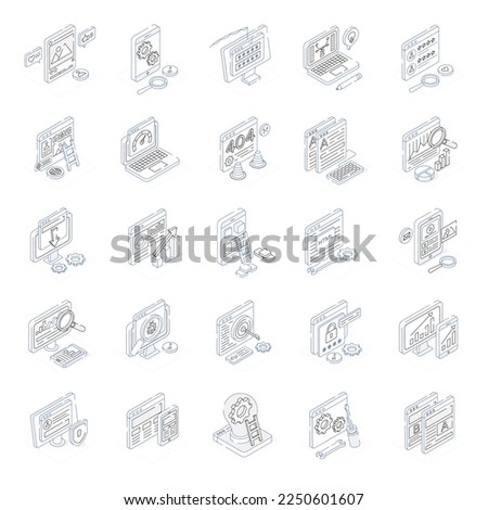 SEO and Designing Outline Isometric Icons 

