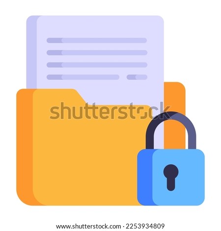 Folder with lock, flat icon of data encryption 