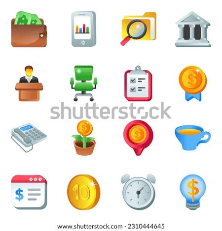 Set of Business and Banking in Flat Icons

