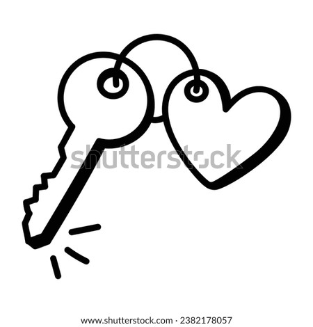 A doodle style premium icon of heart keyring 