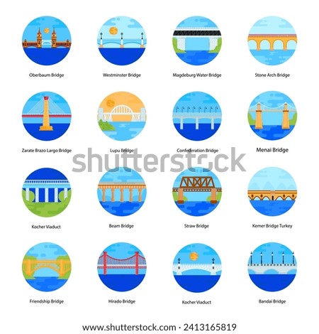Pack of Bridges in Flat Rounded Icons


