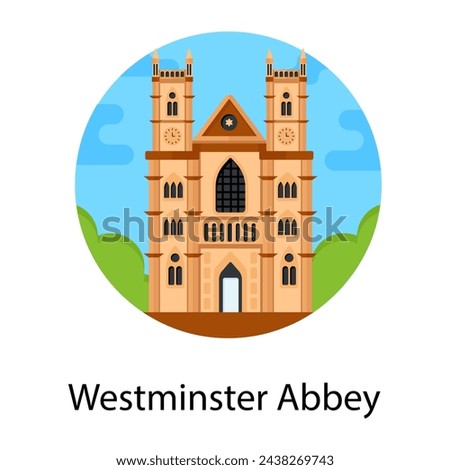 A westminster abbey in flat rounded icon