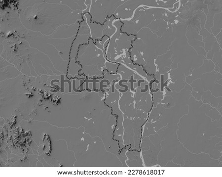 Kandal, province of Cambodia. Bilevel elevation map with lakes and rivers Stock fotó © 