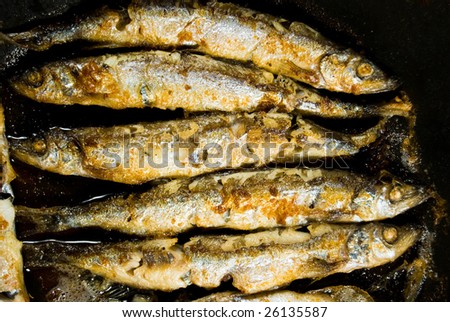 Roasted fish before golden colour