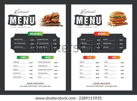 Restaurant Food Menu Template Design or food flyer design