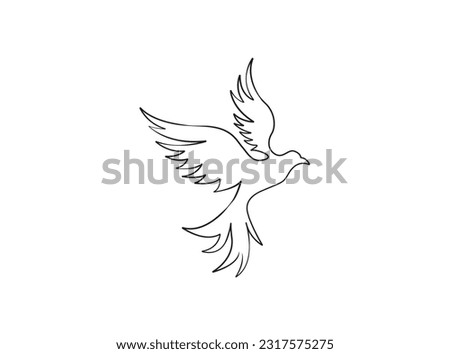 One single line drawing of luxury phoenix bird for company logo identity. Business corporation icon concept from animal shape. Modern continuous line draw vector design graphic illustration