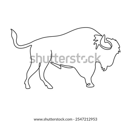 Buffalo one line art illustration black line design png print file eps 10