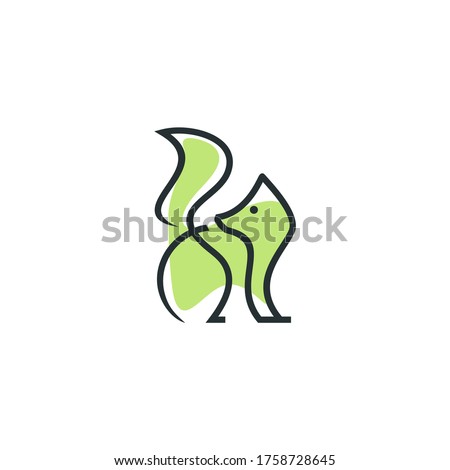 squirrel line art logo design