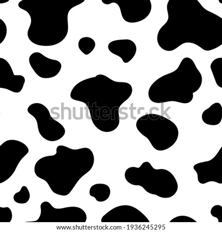 Cow texture pattern. Animal skin template. Spot background. Vector design illustration. Random bovine spots hand drawn design. Farm animal textural banner.