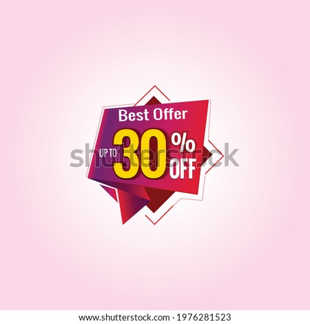 Save up to 30%, 60% Off Logo. Discount Sale offer price banner. Special offer graphics. Best Offer Mnemonic with modern elements. Eid Sale offer logo design.