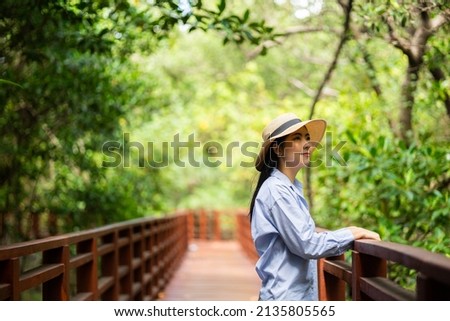 Similar – Image, Stock Photo Asian female traveler walking at old city