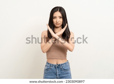 Similar – Image, Stock Photo A young woman says goodbye to an incredibly cuddly house cat. The cat enjoys the caresses in the sun on the stairs.