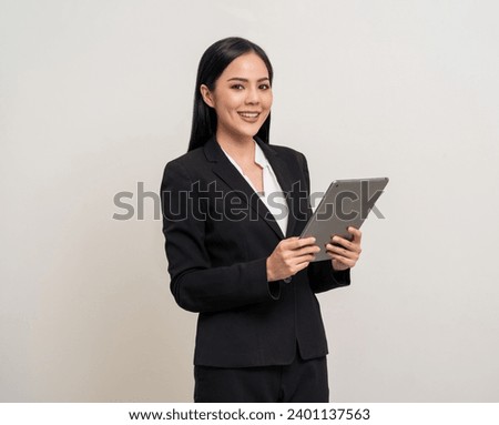 Similar – Image, Stock Photo Charming Black woman in blue trendy dress