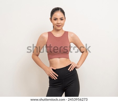 Similar – Image, Stock Photo Slim woman standing in summer park