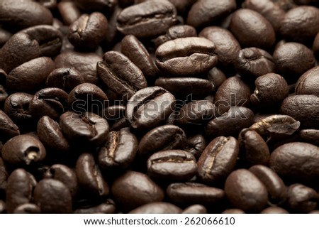 closeup roasted coffee beans. Can be used as a background for a website, wallpaper or shop.