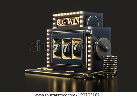 3d Rendering Big Win Slot Machine