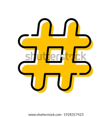 Yellow Hashtag flat design icon vector